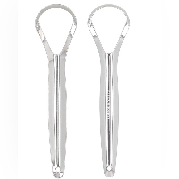 BASIC CONCEPTS Tongue Scrapers Stainless Double Scraper Head + Case 2 Pack - Picture 1 of 2